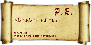Pádár Réka névjegykártya